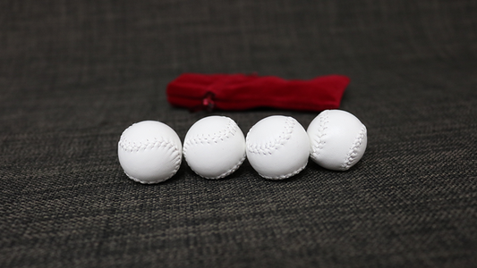 Set of 4 Leather Balls for Cups and Balls (White w/White Stitching) by Leo Smetsers - Trick