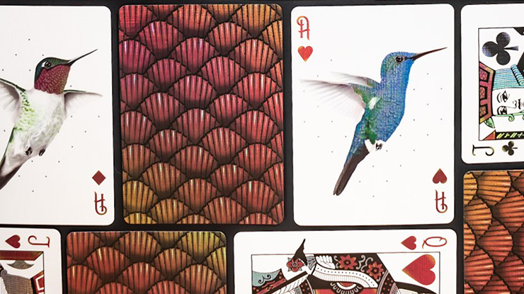 Marvelous Hummingbird Feathers (Red) Playing Cards by Kellar