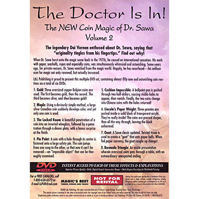 The Doctor Is In - The New Coin Magic of Dr. Sawa Vol 2 - DVD